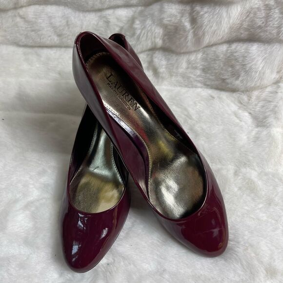 Lauren Ralph Lauren Hala patent leather Burgundy heels size 9.5B - Picture 5 of 10